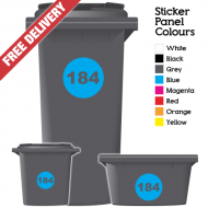 Wheelie Bin Sticker Numbers Round Style (Pack Of 12)